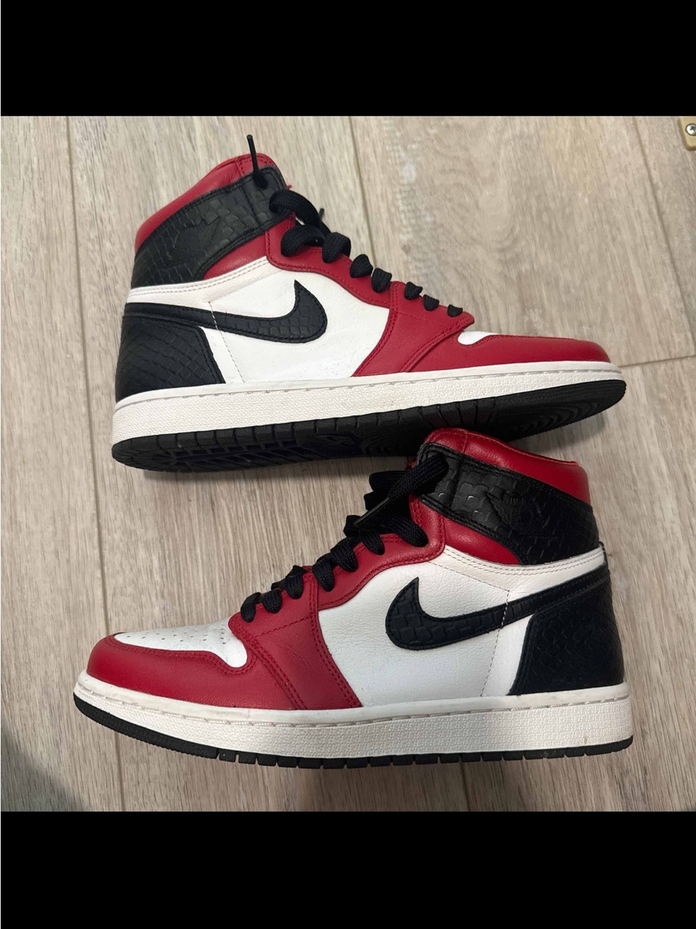 Nike High-Top Sneakers in Red, White, and Black